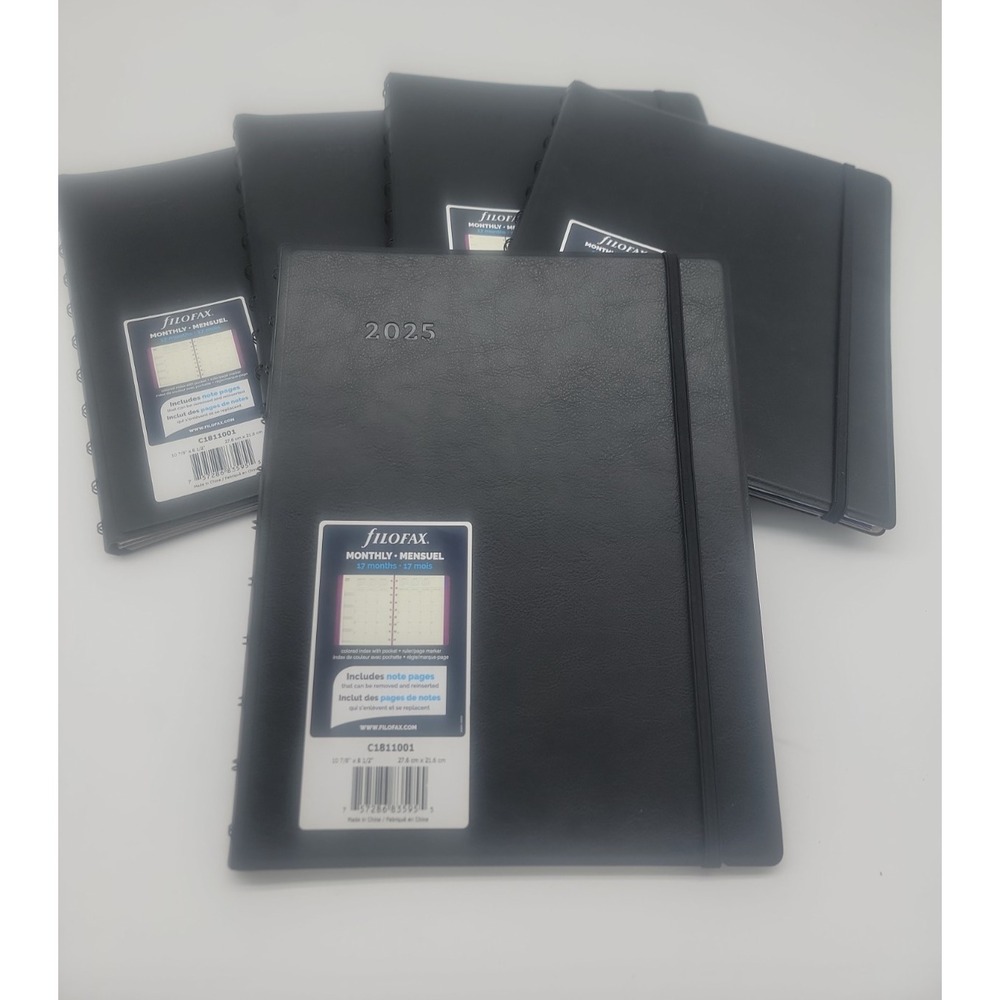 Lot of 5 Filofax 2025 Leather-Look  Monthly Planner, 17 Months C1811001 NEW!